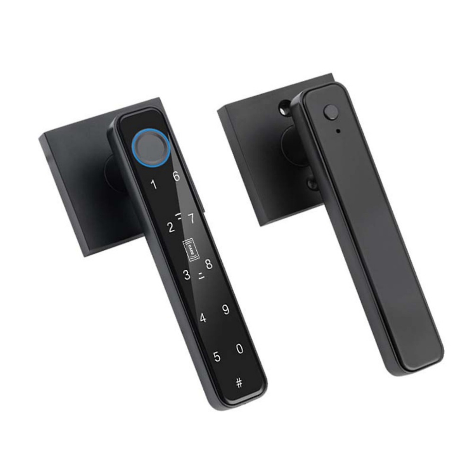 6.3 in Matte Black Fingerprint Biometric Smart Door Handle